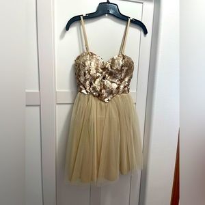Champagne Sequence mini dress with adjustable straps Size 6 or XS